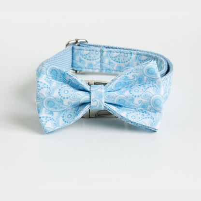Light Blue Print Bow and Collar