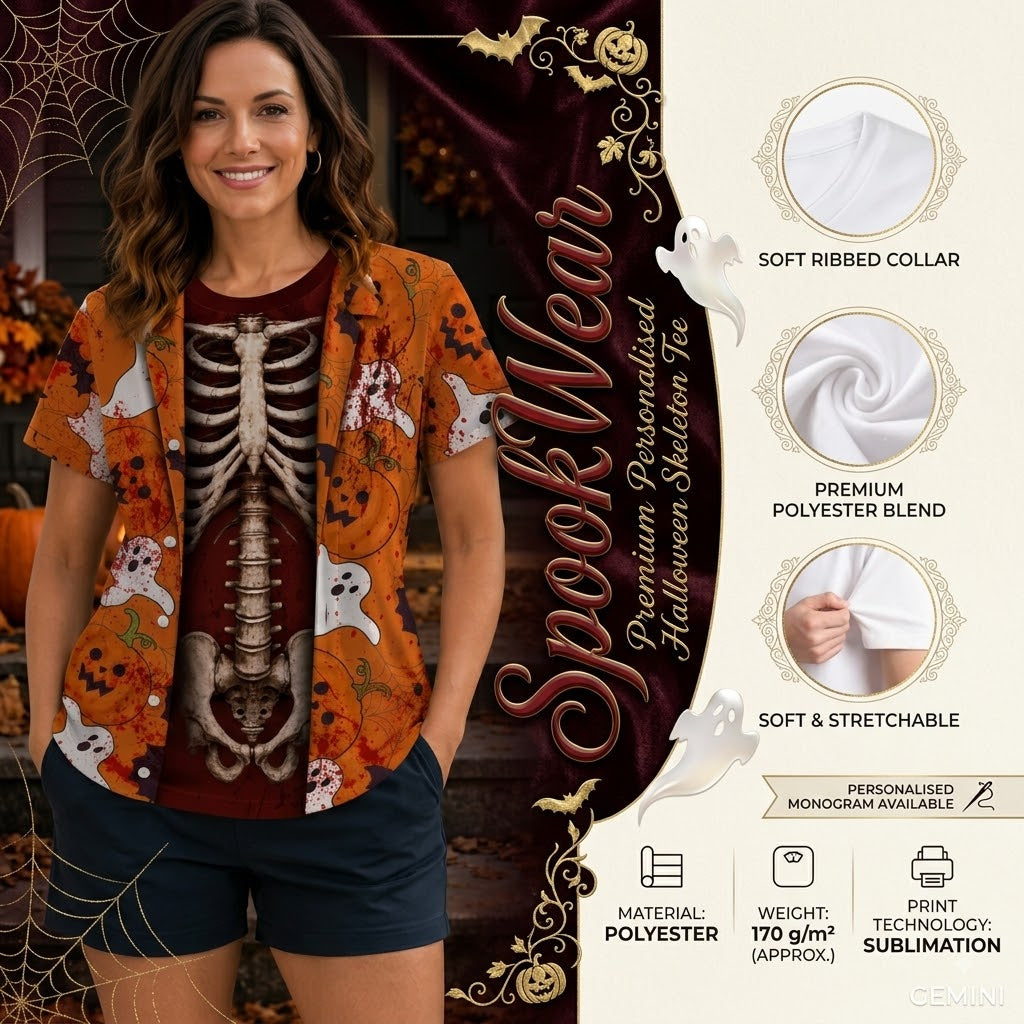 Ventayo – Eksklusiv personliggjort Halloween-skelet-T-shirt