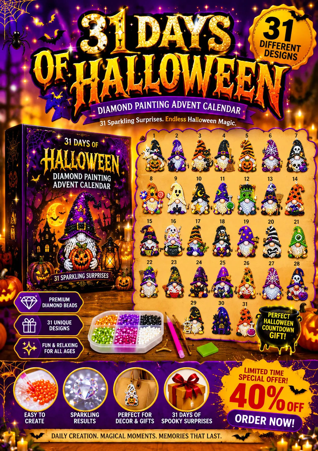 Ventayo – Overraskelseskalender med diamantkunst til Halloween