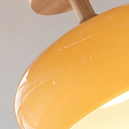 Indbygningsloftlampe Kop Minimalistisk Træ/Glas Hvid/Orange