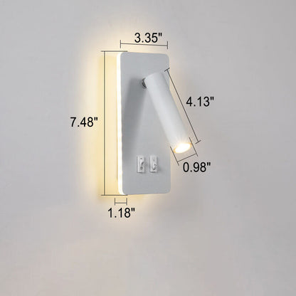 Minimalist Rectangle Spotlight Rotatable LED Reading Wall Sconce Lamp