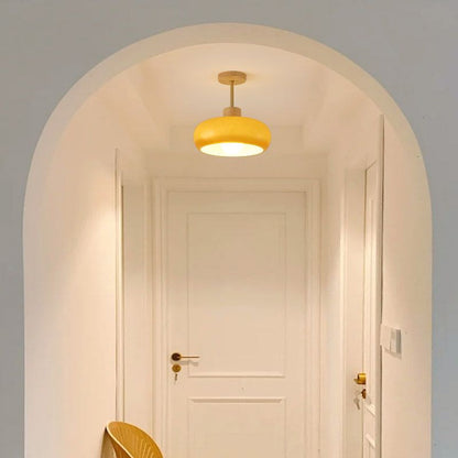 Indbygningsloftlampe Kop Minimalistisk Træ/Glas Hvid/Orange