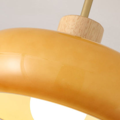 Indbygningsloftlampe Kop Minimalistisk Træ/Glas Hvid/Orange