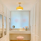 Flush Mount Ceiling Light Cup Minimalist Wood/Glass White/Orange
