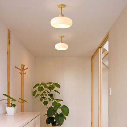 Indbygningsloftlampe Kop Minimalistisk Træ/Glas Hvid/Orange