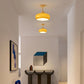 Flush Mount Ceiling Light Cup Minimalist Wood/Glass White/Orange