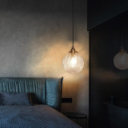 Lotus tekstur glas globus pendel lys