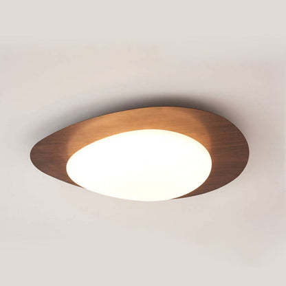 Nordic Iron Wood Grain Pebble LED Flush Mount Ceiling Light