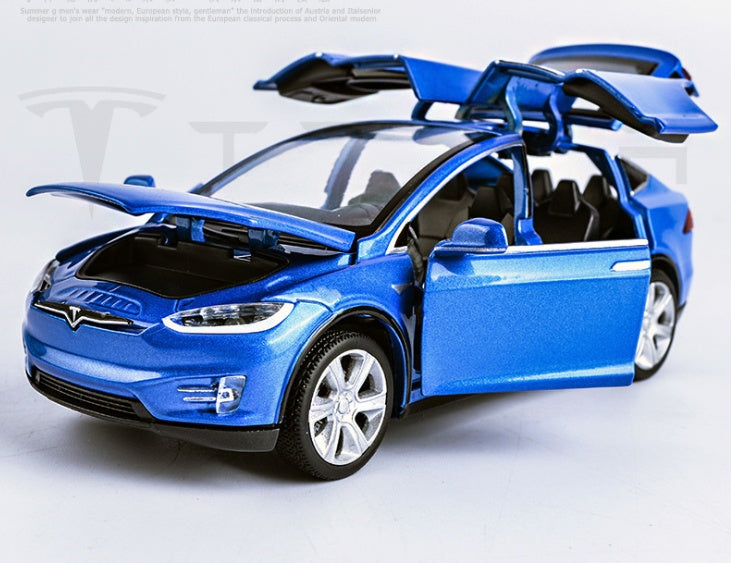 Hudson & Jurgen – Tesla Model X Pull Back Car Model with Sound and Light Features | 1:32 Scale Toy for 3-6 Year Olds