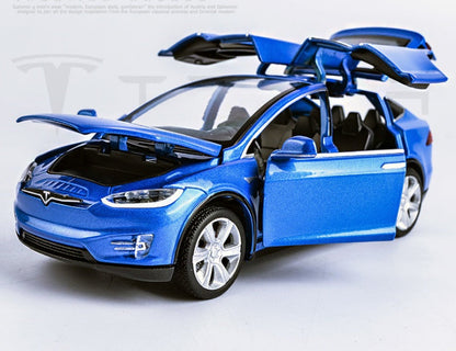 Hudson & Jurgen – Tesla Model X Pull Back Car Model with Sound and Light Features | 1:32 Scale Toy for 3-6 Year Olds