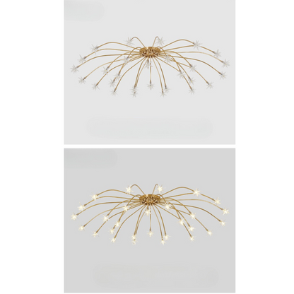 Art Deco Stjerne Metal/Glas Indbygningsloftlampe Sort/Guld/Krom