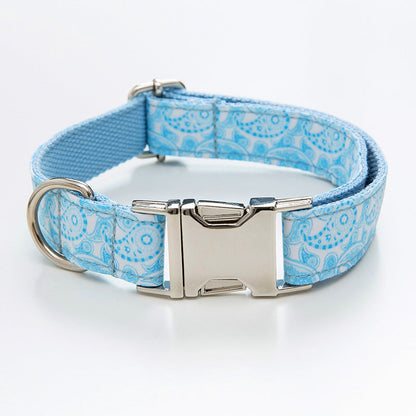 Light Blue Print Bow and Collar