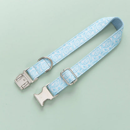 Light Blue Print Bow and Collar