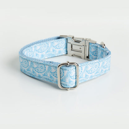 Light Blue Print Bow and Collar