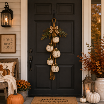 Ventayo – Rustic White Pumpkin Hanging Swag