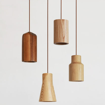 Minimalist Wooden Cylindrical Small Pendant Light