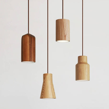Minimalist Wooden Cylindrical Small Pendant Light