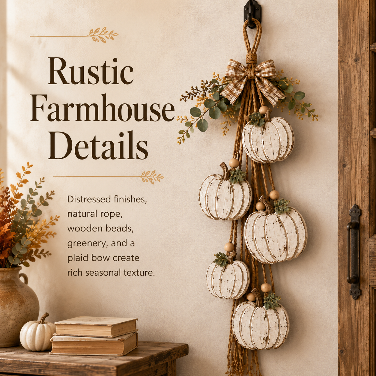 Ventayo – Rustic White Pumpkin Hanging Swag
