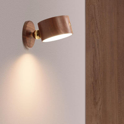 Minimalist Wooden USB Rechargeable Touch Magnetic LED Night Wall Sconce Lamp Light