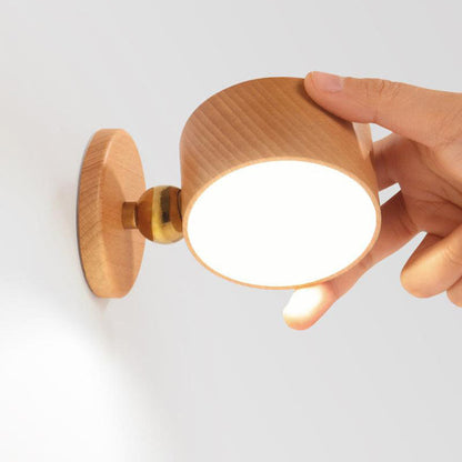 Minimalist Wooden USB Rechargeable Touch Magnetic LED Night Wall Sconce Lamp Light