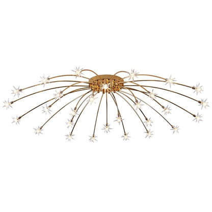 Art Deco Stjerne Metal/Glas Indbygningsloftlampe Sort/Guld/Krom