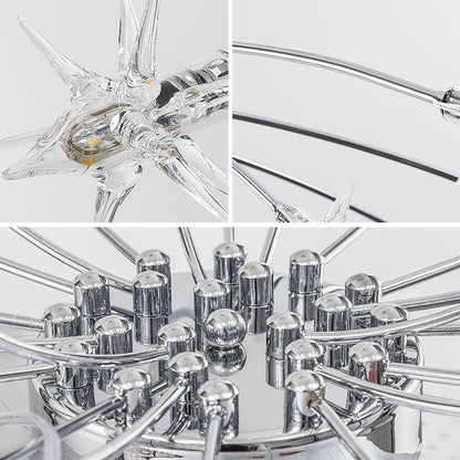 Art Deco Stjerne Metal/Glas Indbygningsloftlampe Sort/Guld/Krom