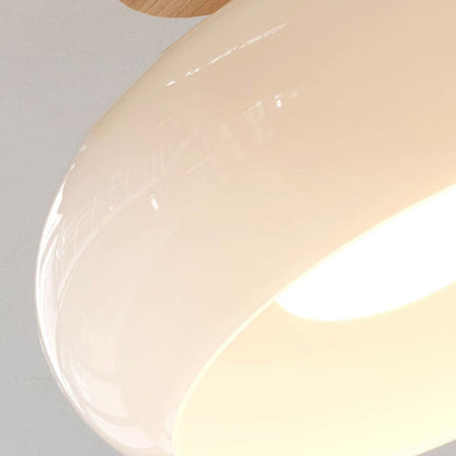 Indbygningsloftlampe Kop Minimalistisk Træ/Glas Hvid/Orange