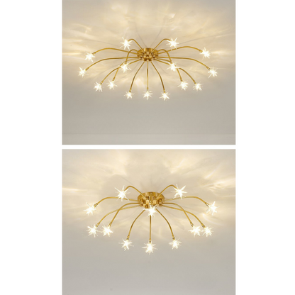 Art Deco Stjerne Metal/Glas Indbygningsloftlampe Sort/Guld/Krom