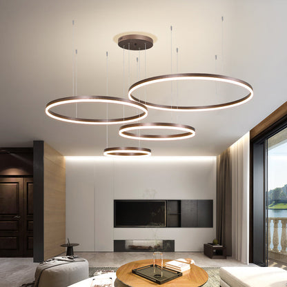 Modern Pendant Light Tir-Circle Black/Gold/Coffee Metal
