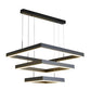 Square Stepless Dimming LED Black Modern Chandelier with Remote Control