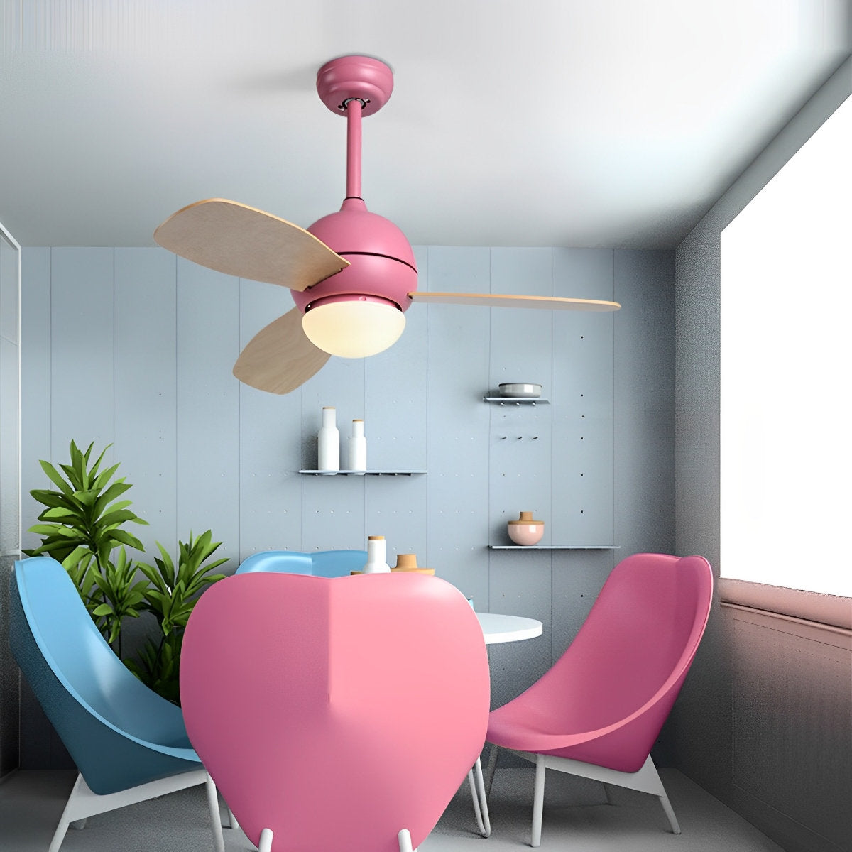 Nordic Minimalist LED Ceiling Paddle Fan with Remote Control Adjustable Wind Speed Fan