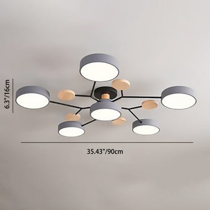 Modern Nordic Round Molecule Branch Design LED Semi-Flush Mount Ceiling Light