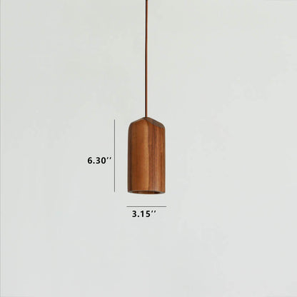 Minimalist Wooden Cylindrical Small Pendant Light