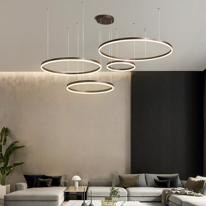 Modern Pendant Light Tir-Circle Black/Gold/Coffee Metal