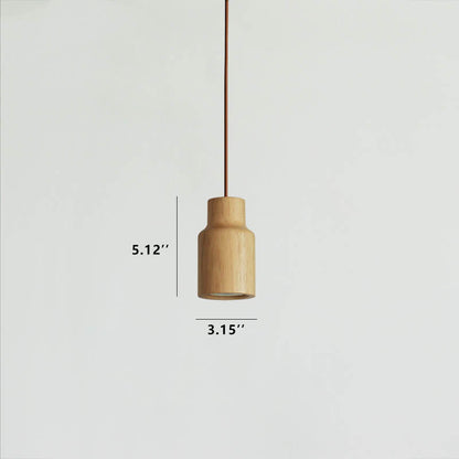 Minimalist Wooden Cylindrical Small Pendant Light