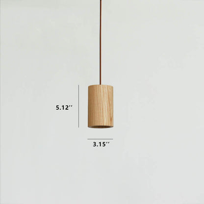 Minimalist Wooden Cylindrical Small Pendant Light