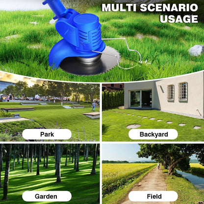 Batteridrevet ledningsfri græstrimmer og ukrudtsbørste i kulstål