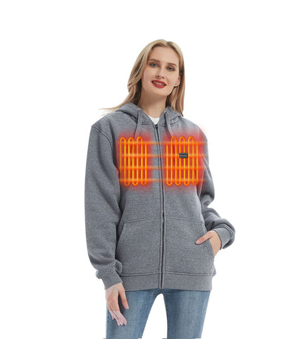 Full Zip Fleece Jacket Hooded Sweatshirt Heated Hoodie