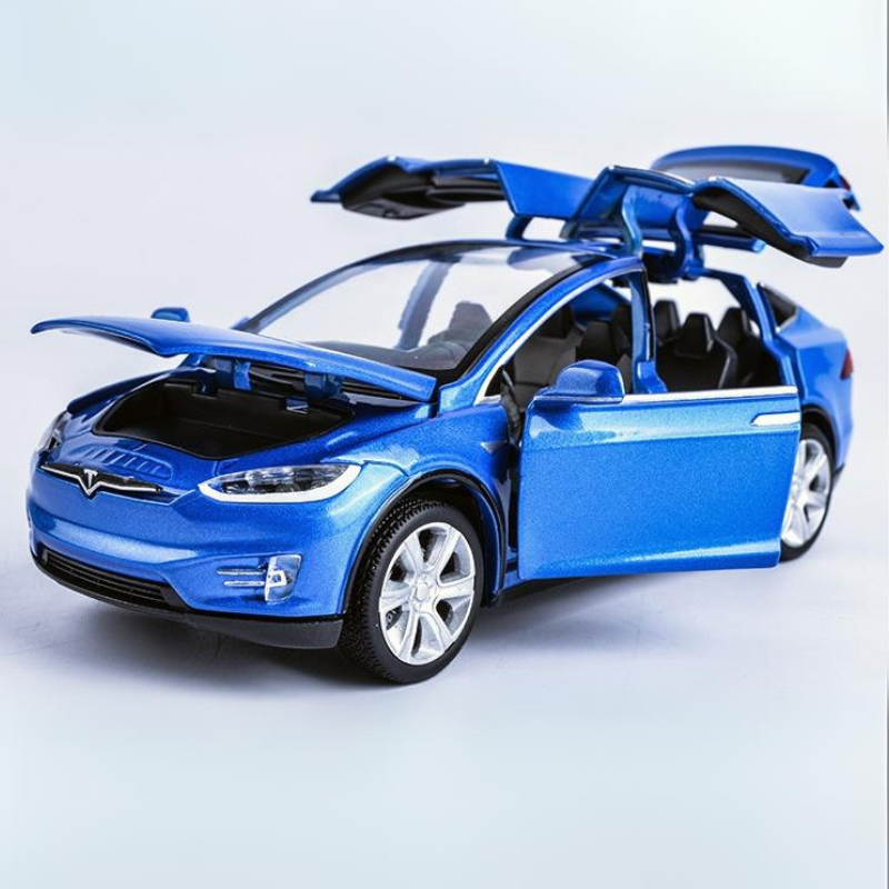Hudson & Jurgen – Tesla Model X Pull Back Car Model with Sound and Light Features | 1:32 Scale Toy for 3-6 Year Olds