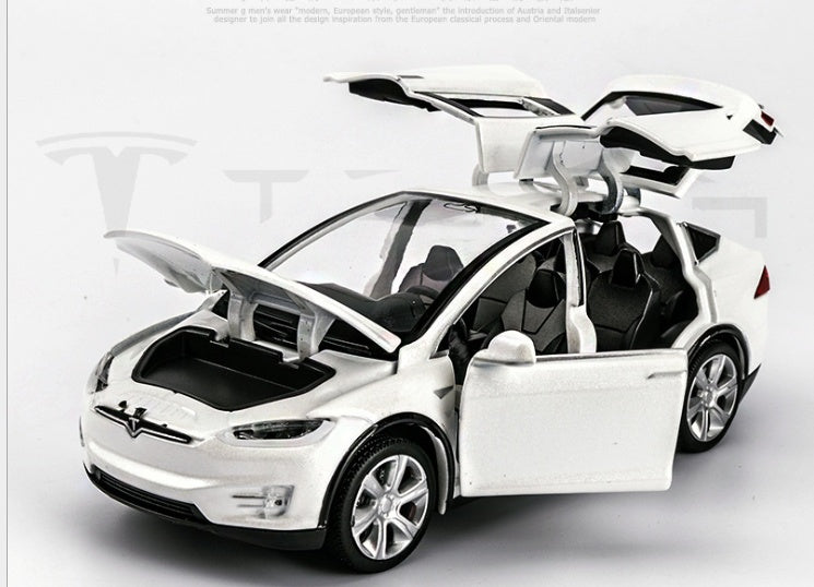 Hudson & Jurgen – Tesla Model X Pull Back Car Model with Sound and Light Features | 1:32 Scale Toy for 3-6 Year Olds