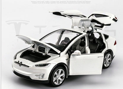 Hudson & Jurgen – Tesla Model X Pull Back Car Model with Sound and Light Features | 1:32 Scale Toy for 3-6 Year Olds