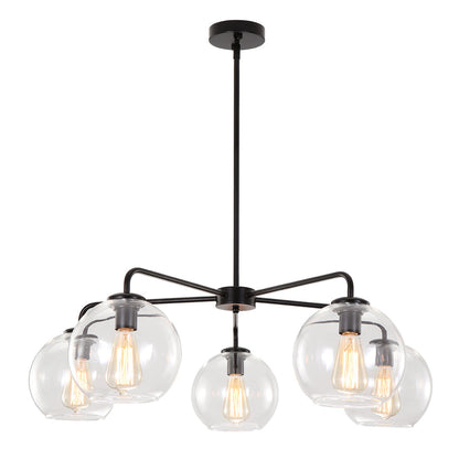 Modern 5-Light Hand Blown Glass Globe Chandelier