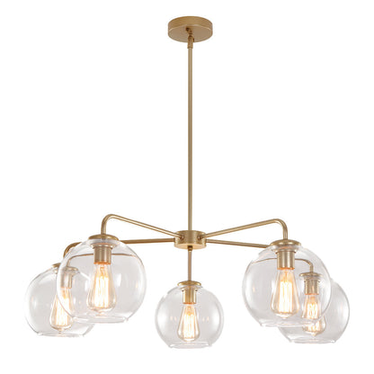 Modern 5-Light Hand Blown Glass Globe Chandelier