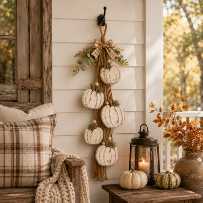 Ventayo – Rustic White Pumpkin Hanging Swag