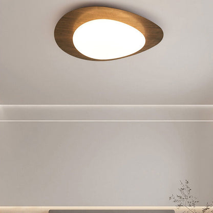 Nordic Iron Wood Grain Pebble LED Flush Mount Ceiling Light