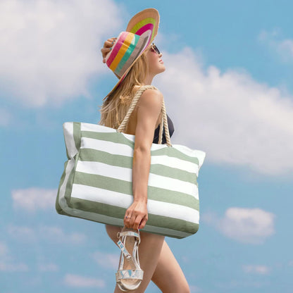 Hudson & Jurgen – Coastal Collection | Large Waterproof Beach Tote Bag with Zipper Closure | Sandproof Design for Effortless Summer Adventures