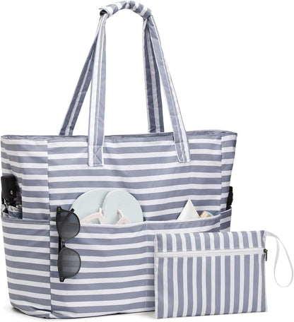 Hudson & Jurgen – Ultimate Beach Tote Bag | Waterproof & Sandproof Large Bag with Zipper | Foldable Design for Easy Travel and Storage
