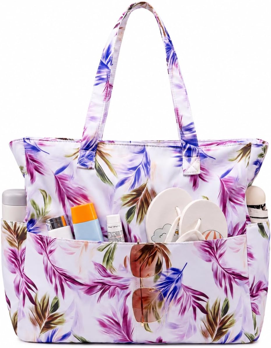 Hudson & Jurgen – Coastal Collection | Large Waterproof Beach Tote Bag with Zipper & Wet Pocket | Versatile for Travel, Gym, and Grocery