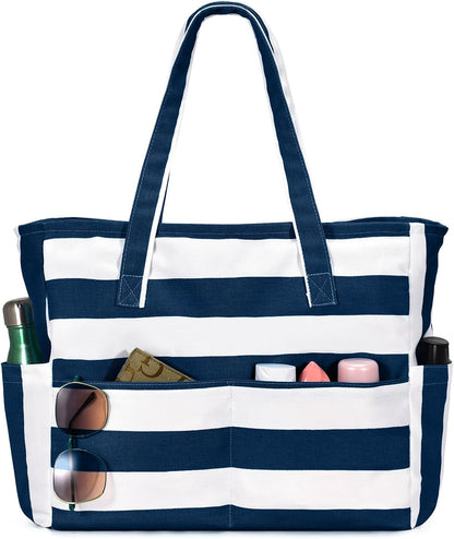 Hudson & Jurgen – Large Waterproof Beach Tote Bag with Zipper | Sandproof Design for Travel & Vacation Essentials
