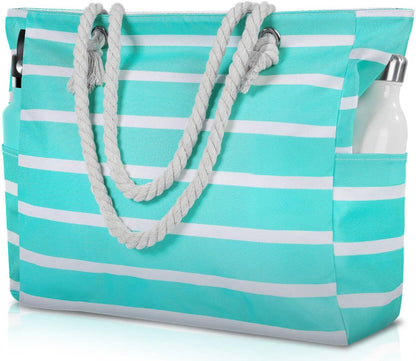 Hudson & Jurgen – Large Waterproof Beach Tote Bag with Zipper | Sandproof Design for Easy Summer Outings